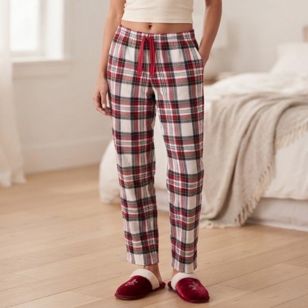 Old Navy Match the Fam Women M Red Plaid Pajama Pants Cotton Sleepwear Lounge‎